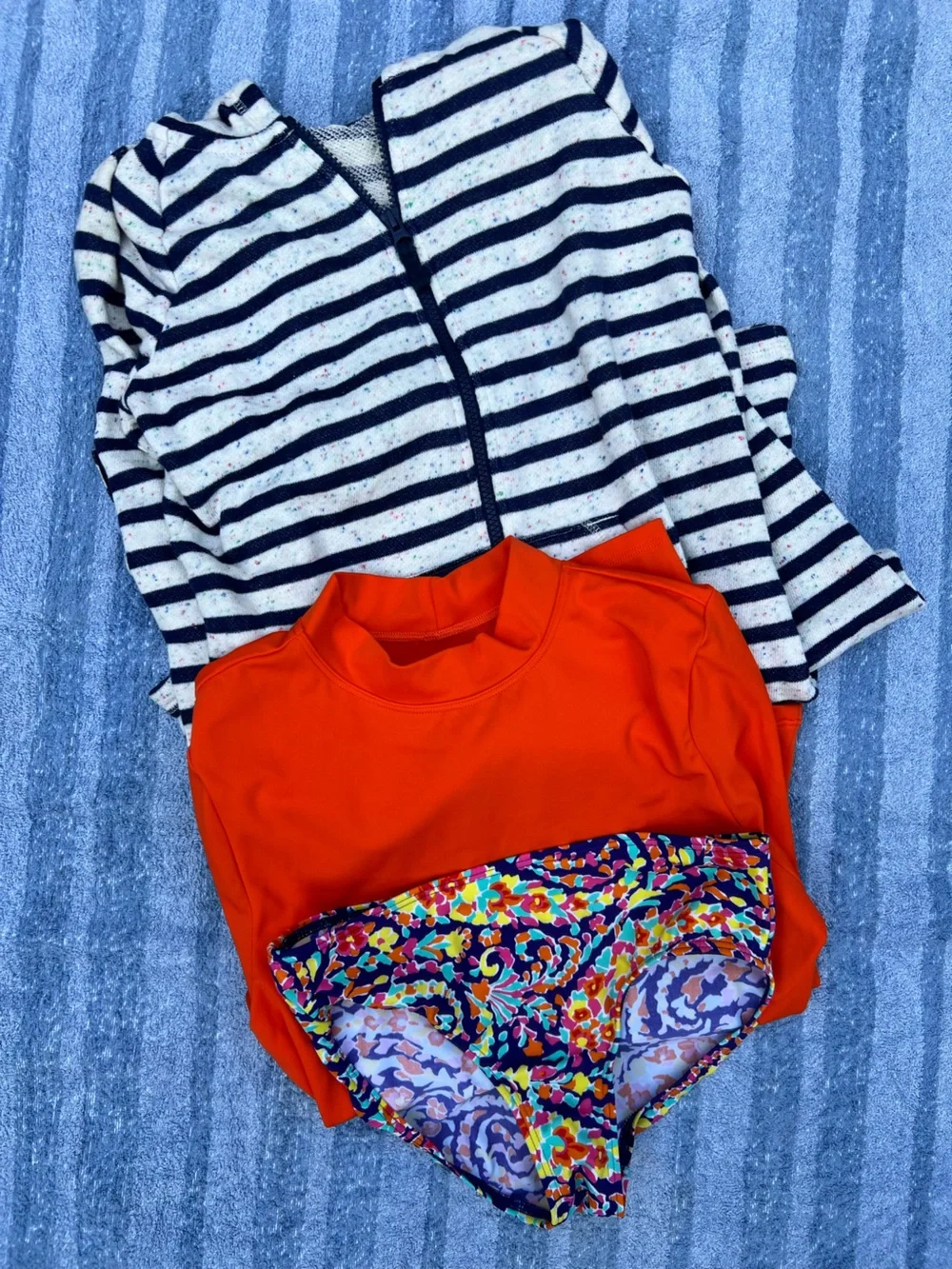 Lands End Kids Summer bundle-swim bottoms, Rash guard, beach coverup sz 10/12, 1